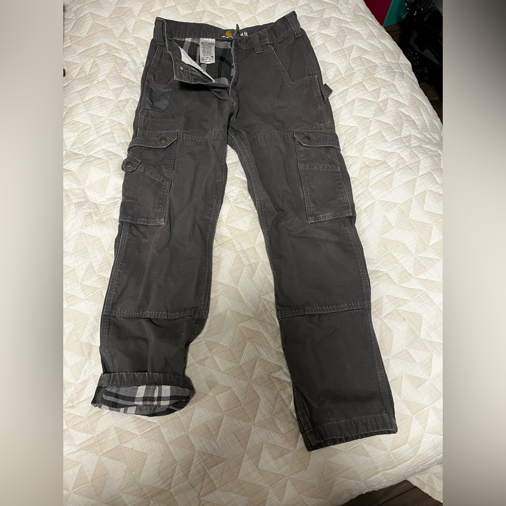 Carhartt flannel lined rips top work pants
